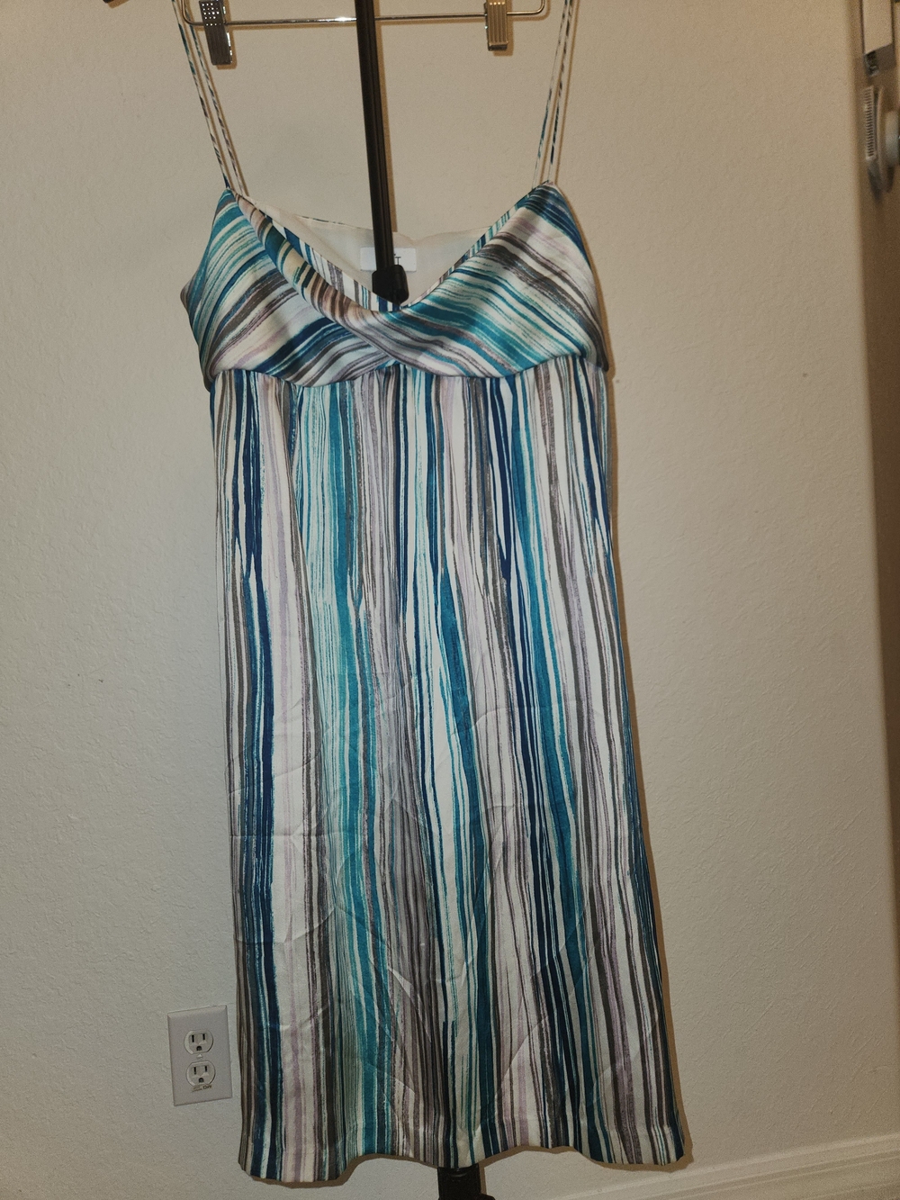 LOFT Striped Watercolor Twist-Front Midi Dress